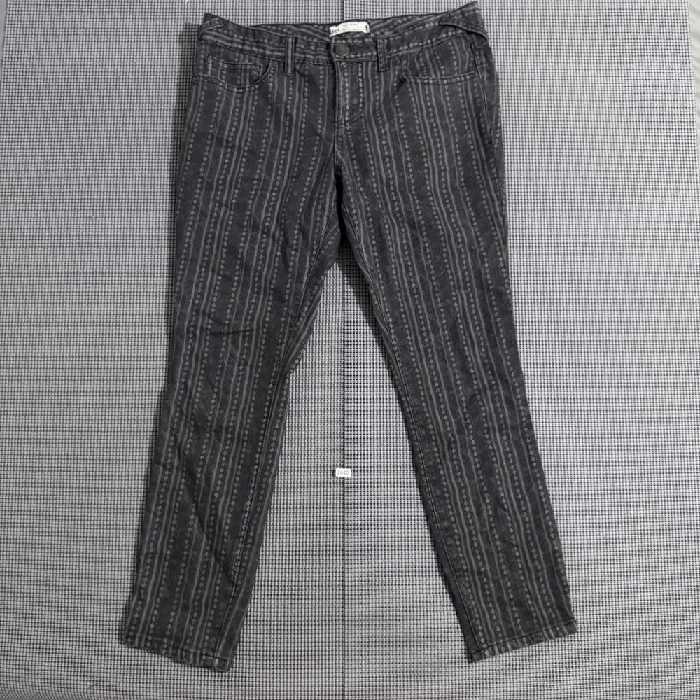 Free People Black Diamond Stripe Skinny Jeans Women's Size 29